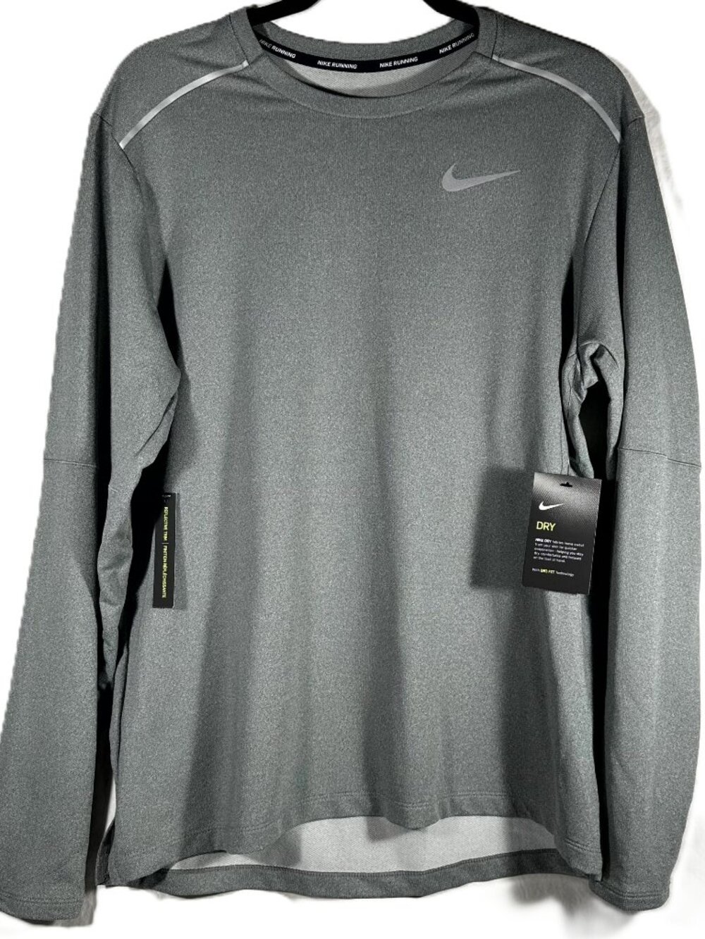 New Nike Element 3.0 Men's Running Crew Dri-Fit Long Sleeve Medium Gray training